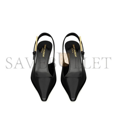 YSL LEE SLINGBACK PUMPS IN GLAZED LEATHER 799704AAAZY1000